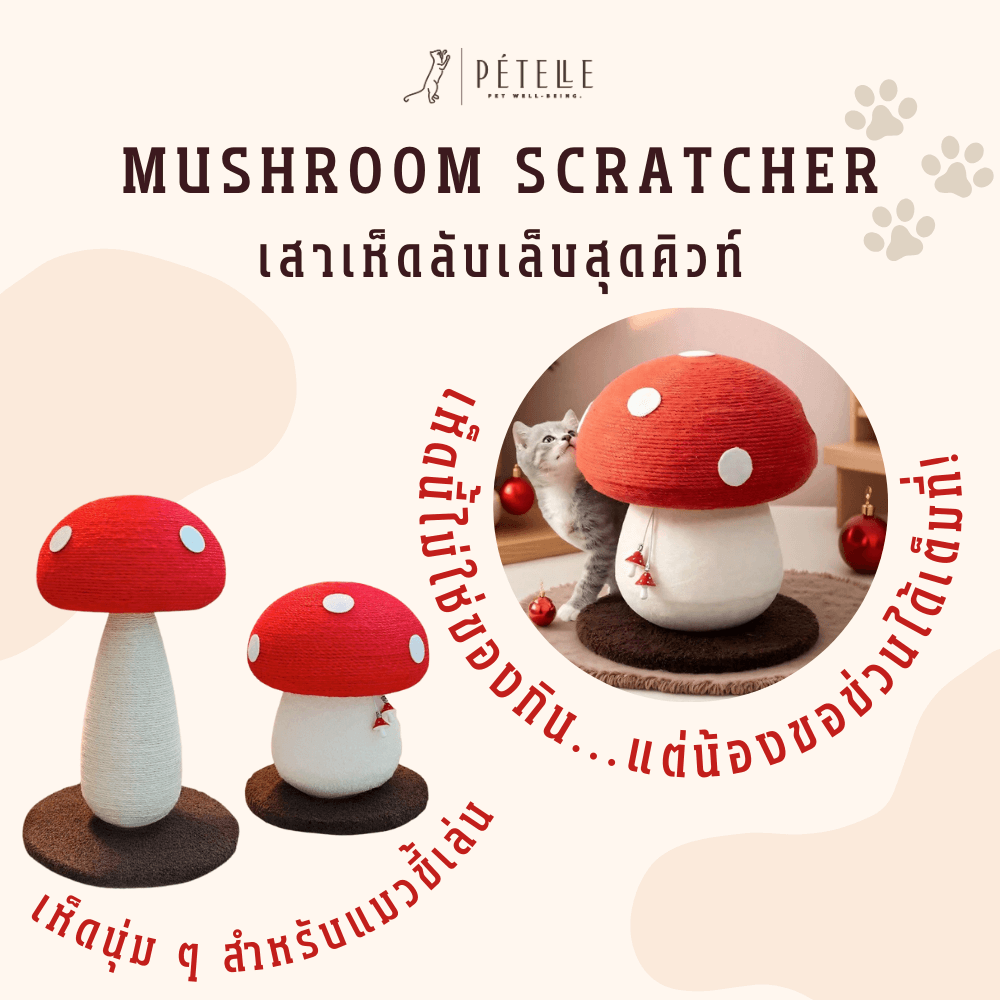 เสาเห็ดลับเล็บแมว PETELLE รุ่น MUSHROOM SCRATCHER ไซส์ M สีแดง_3